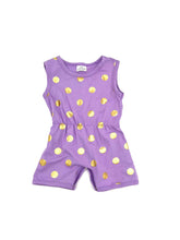 Babies Jumper Size XXXS Purple With Gold Dots Snap Closure Sleeveless & Shorts - TheRealThreads